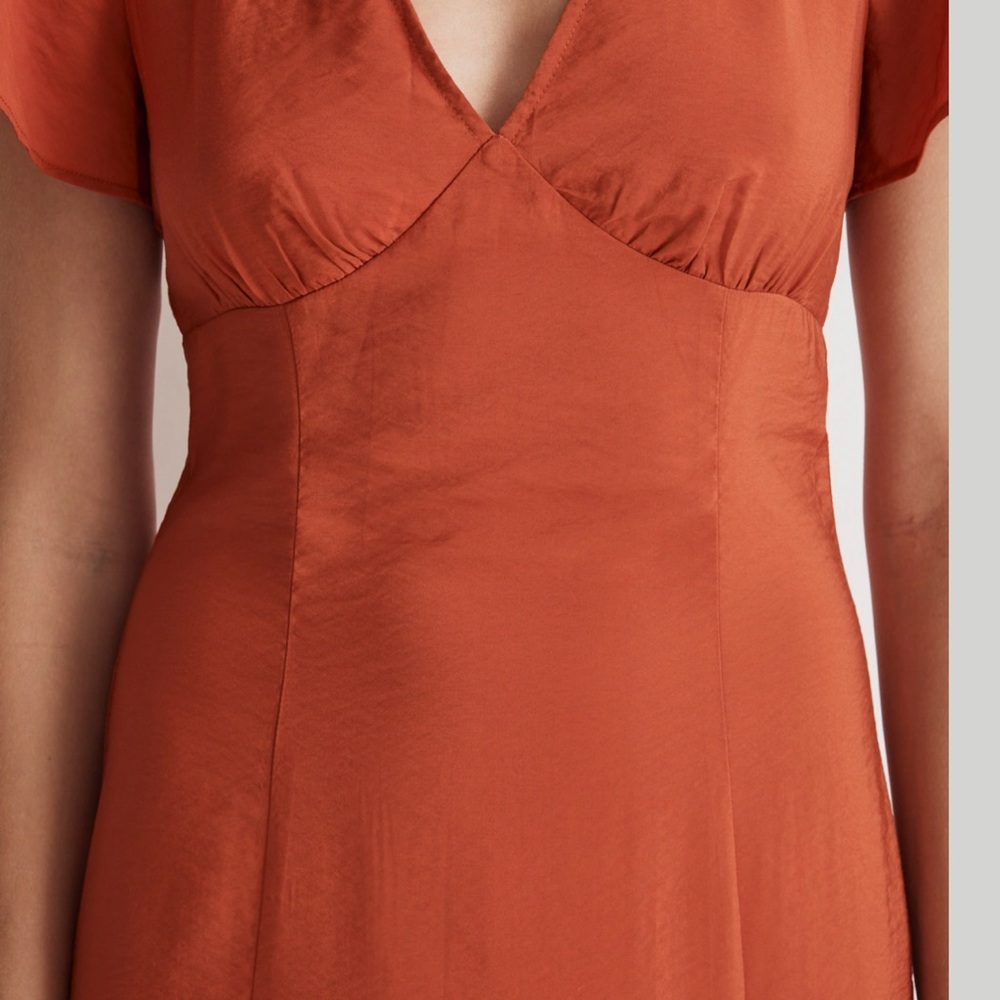 Elegant Madewell V-Neck Flutter-Sleeve Midi Dress size 10 - Picture 4 of 5